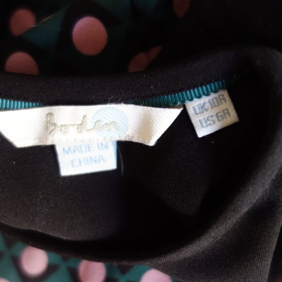 BODEN Green Black Polka Dot Shift Dress – US Sz 6 - Picture 9 of 12